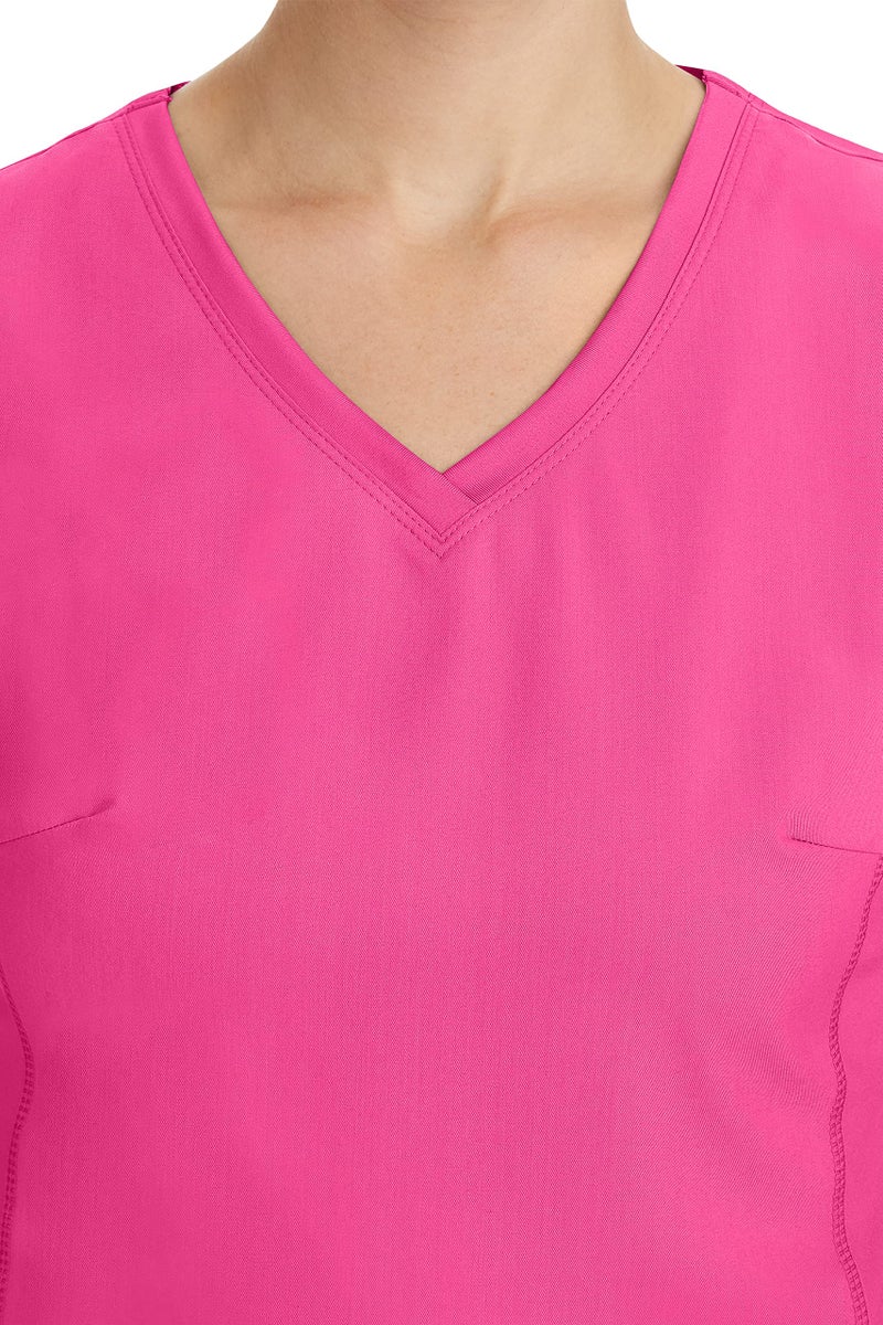 Healing Hands Women's Scrub Top V-Neck with 2 Pockets, 2-Way Stretch, and Yoga Knit Side Panels for Slim Fit - 2245, M, Shocking Pink - Image 5